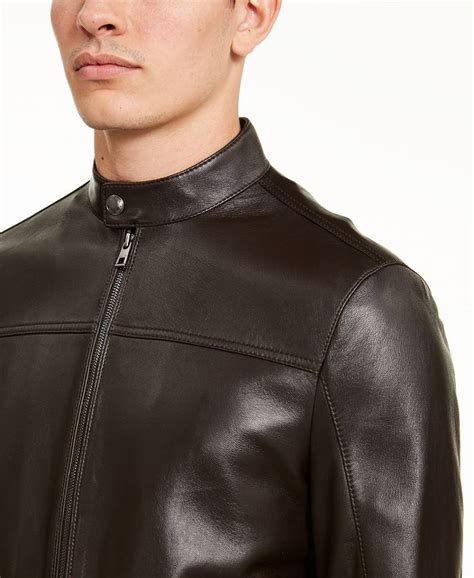 macys michael kors men's leather jacket|Michael Kors leather jacket Macy's.